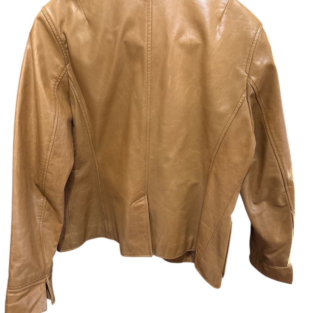 Gap Camel Leather Blazer Jacket Medium Vintage Y2… - image 4